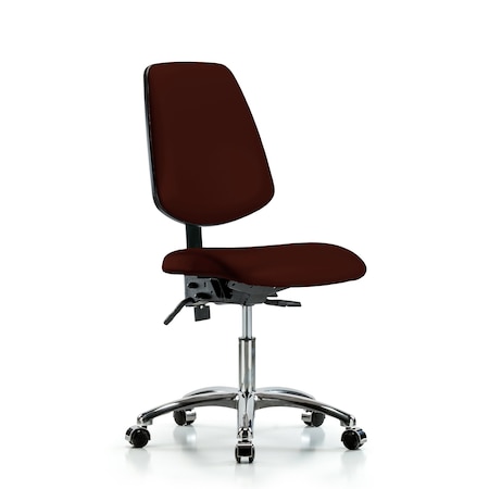 Blue Ridge Ergonomics Desk Chair Desk Chair, Vinyl, Med, Bk, Cast, Burg, No Arms, 18" to 23" Height, Vinyl, Burgundy BR-VDHCH-MB-CR-T1-A0-CC-8569