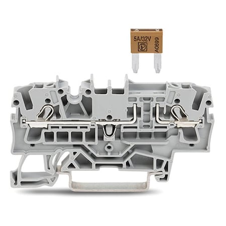 Wago Terminal Block, 2.6" L, 400V, Gray 2002-1681