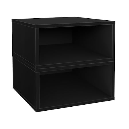 Regency Niche Cubo Half Size Wood Stackable Storage Bookcase Shelf Organizer Cube- Ebony Black, 2PK NCBO72PKEB