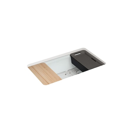 Kohler Riverby 33 undermount single-bowl workstation kitchen sink Ice Grey 5871-5UPC-95