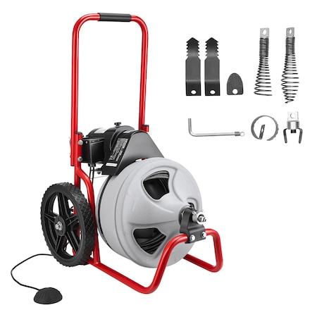 Vevor Drain Cleaner Machine 75 FT x 3/8 Inch Sewer Snake Auger Manual Feeding JR-410S