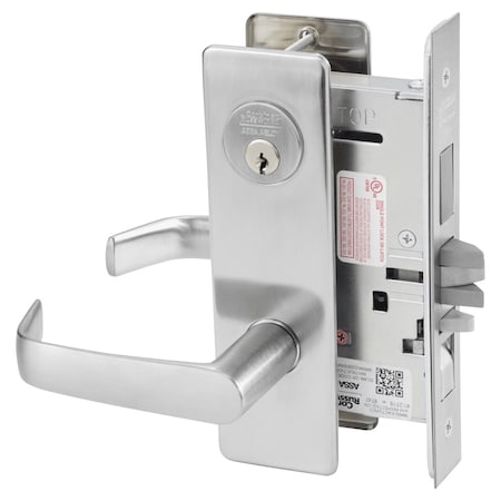 Corbin Russwin Apartment or Dormitory Mortise Lock, NS Lever, M Escutcheon, Satin Stainless Steel ML2067 NSM 630 D212