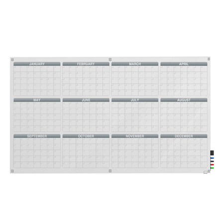 Ghent 4'H x 8'W 1 Year Calendar Graphics Glassboard with Stand-Offs, Square Corners, Magnetic GRPHMYSM31Y-48