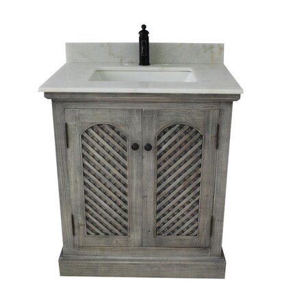 Infurniture WK8131-G plus AP top 31 in. Rustic Solid Fir Sink Vanity In Grey-No Faucet WK8131-G +AP top