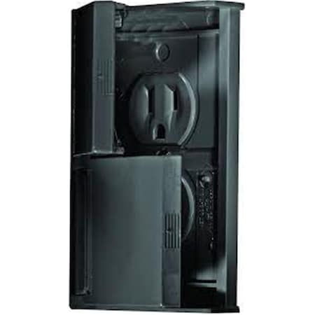 Overtime Weatherproof Black Dual Outlet with Snap Cover Plate OV2143976