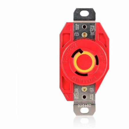 Leviton Locking Receptacle, 20 A, 125V AC, Red 2310-R