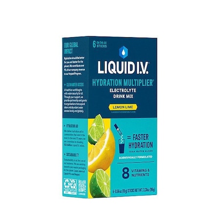 Liquid I.V. Sports Drink Mix, 0.6 oz, Lemon-Lime, PK6 LVM-6001
