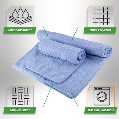 Wakeman 2-Piece Yoga Mat Towel and Gym Towel Set Sweat Absorbent & Quick Drying with Corner Pockets HT-YOGA-BLU