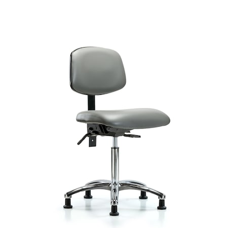 Blue Ridge Ergonomics Vinyl Chair Chrome, Med Bench, Tilt, Glides, Sterling BR-VMBCH-CR-T1-A0-NF-RG-8840