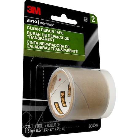 3M Repair Tape, 115 in L, 1-1/2 in W, Elastic Backing, Transparent 03439