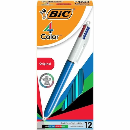 Bic 4-Ink Color Retractable Pen, Medium, Blue/Black/Red/Green Ink MM11