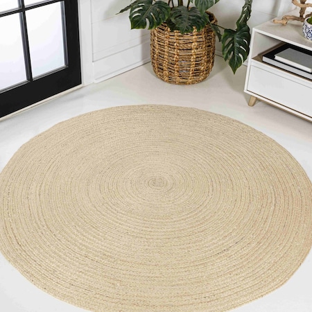 Jonathan Y Zara Braided Coastal Cottage Round Jute Ivory 5 ft Round Area Rug RNF116E-5R