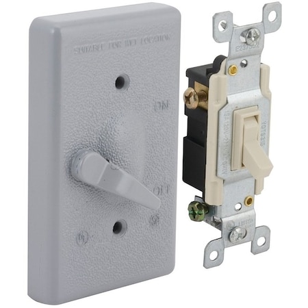 Hubbell Weatherproof Cover, Switch Box Type, 1 Gang, Aluminum 5141-5