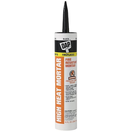 Dap High Heat Mortar Fire Resistant Mortar, 10 oz, Cartridge, Black, Hybrid Base 18854