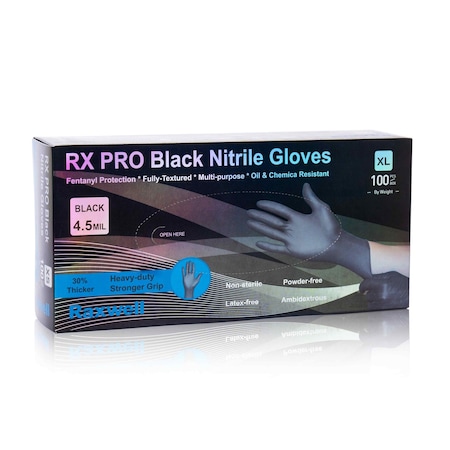 Raxwell Black Nitrile Gloves, 4.5 mil, X-Large, 100PK RXI20226-B