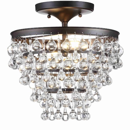 Jonathan Y Toronto 13" Metal/Crystal LED Flush Mount, Oil Rubbed Bronze JYL9029A