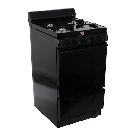 Premier Gas Range, Battery Ignition, Four 9100 BTU Burners, 20 inW x 40 inH x 24.5 inD, 2.42 cu. Ft., Black 805726