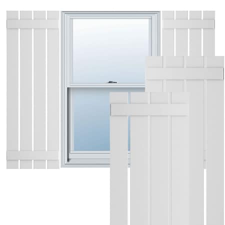 Ekena Millwork True Fit PVC Four Board Spaced Board-n-Batten Shutters, White , 23W x 63H, PR TFP101SBF23X063WH