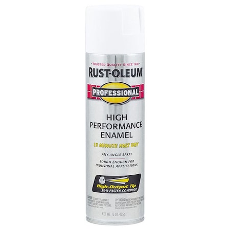 Professional 15 Oz Rust-Oleum White High Performance Enamel Spray Paint, Flat 7590838