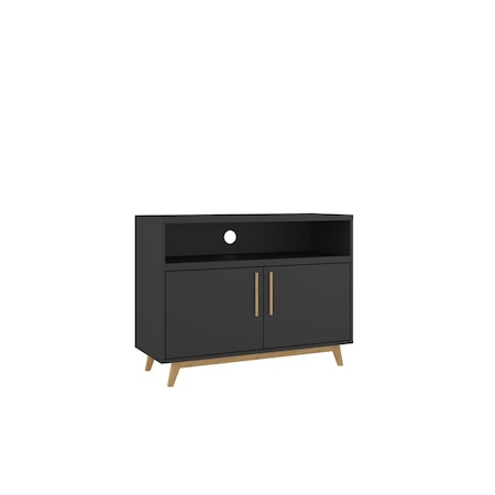 Homeroots Modern Black And Natural Two Door Console Cabinet 389027