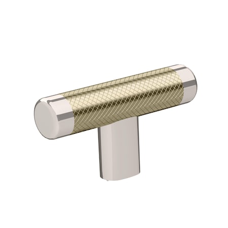 Amerock Esquire 2-5/8 in 67 mm Length Polished Nickel/Golden Champagne Cabinet Knob BP36556PNBBZ