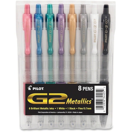 Pilot PIL34405 Pen;G2 Metallics;8/St;Ast 34405
