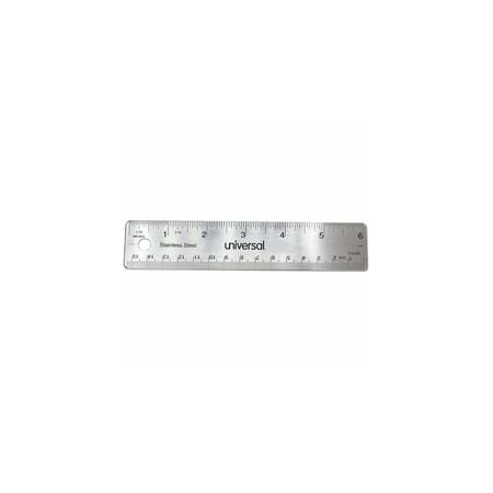 Universal Stainless Steel Ruler, Standard/Metric, 6in Long UNV59026