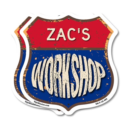 Signmission Zac's Workshop, 18 inch X 18 inch, Plastic Sign, 2PK SHI-P-2PACK-18-489-ZAC