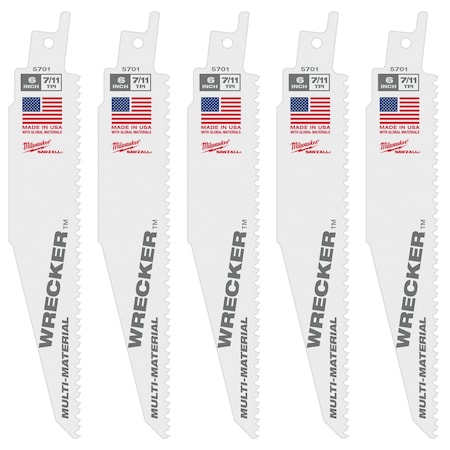 Milwaukee Tool The WRECKER Multi-Material SAWZALL Blade 6" 7/11TPI 25pk 48-00-8701