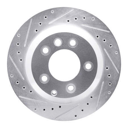 Dynamic Friction Co DFC Brake Rotor - Drilled and Slotted - Silver 631-74048L