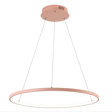 Jonathan Y Brice 23.75" Modern Contemporary Metal Round Dimmable Integrated LED Pendant, Matte Pink JYL7203B