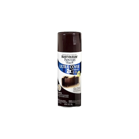 Rust-Oleum PAINTER'S Touch Gloss Spray Paint, Gloss, Kona Brown, 12 oz, Aerosol Can 334038