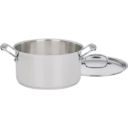 Cuisinart Stock Pot with Lid, 6 qt Capacity, Aluminum/Stainless Steel, Polished Mirror 744-24