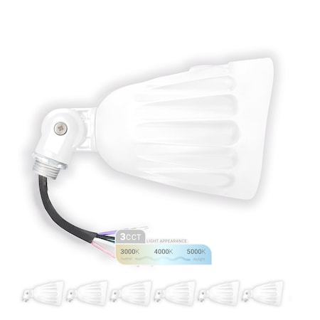 Nuwatt 25W White LED Bullet Light 3000K/4000K/5000K 3CCT IP65 Outdoor Waterproof Lighting, 6PK NW-BLT-25W-3CT-KN-WH-6P
