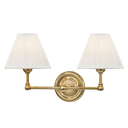 Hudson Valley Lighting Mark D. Sikes X Classic No.1 2 Light Wall Sconce 18.25 In. Aged Brass MDS102-AGB