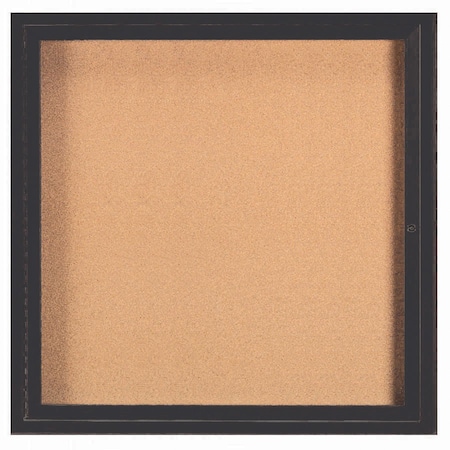 Aarco Enclosed Natural Pebble Grain Cork Bulletin Board w/ Black Powder Coated Al Frame, 36''Hx36''W DCC3636RBK
