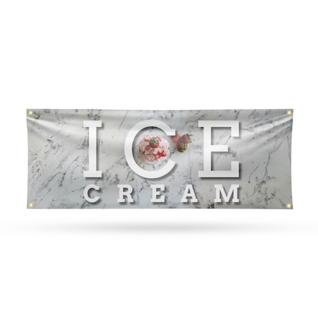 Signmission Ice Cream, 18 Inch x 48 Inch, Vinyl Banner B-30702