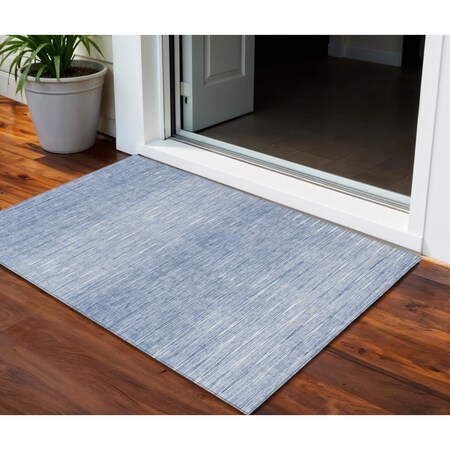 Homeroots 3' X 5' Denim Blue And Blue Abstract Washable Indoor Outdoor Area Rug 587404