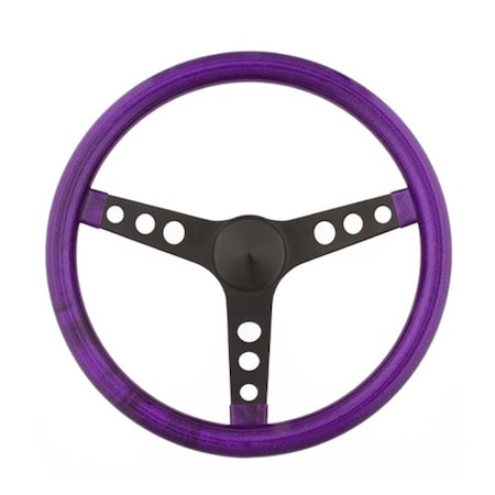 Grant Grant 8453 13.5 in. Metal Flake Steering Wheel, Black 3-Spoke - Purple GRT8453