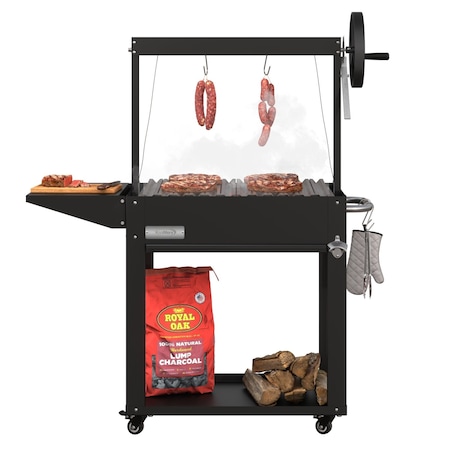 Koolmore 50 in. Argentine Charcoal Grill with Interchangeable V-Grates, Outdoor BBQ, Black KM-OG-AV-45