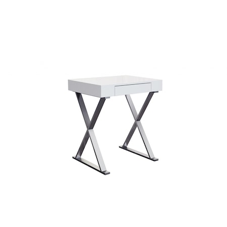 Homeroots 27" White and Silver Writing Desk 320753