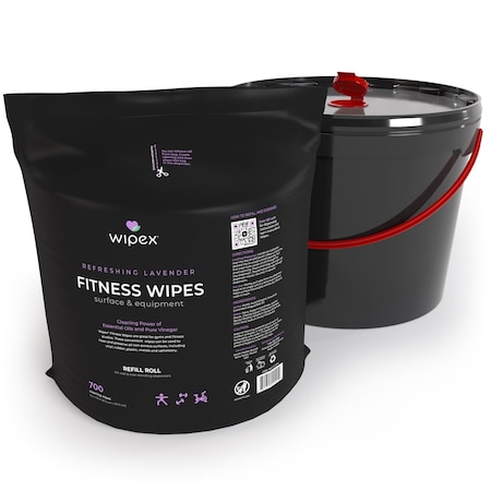 Wipex Natural Fitness Wipes 700ct Bundle, 1 Refill Roll + XL 11-Liter Bucket, Fresh Lavender, 700 Wipes WX11121FN-1-Kit-11LB