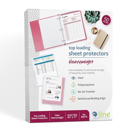 C-Line Products 8-1/2" x 11" Clear Heavyweight Poly Sheet Protectors, 50/BX 62013