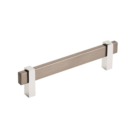 Amerock Mulino 5-1/16 in 128 mm Center-to-Center Black Brushed Nickel/Polished Chrome Cabinet Pull BP36724BBN26