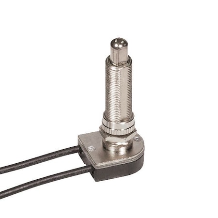Satco On-Off Metal Push Switch 1-1/2in Metal Bushing Sngl Circuit 6A-125V 3A-250V Rating 6in Leads Nickel 80/1410