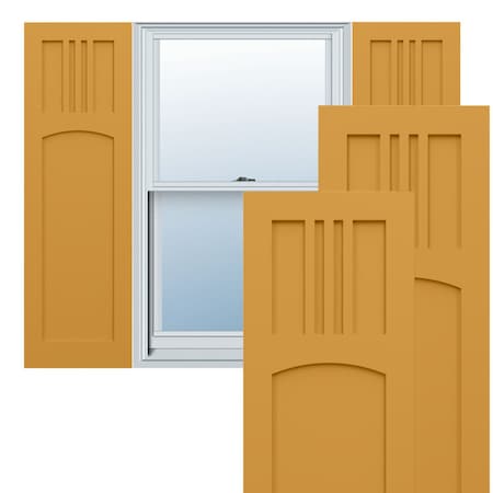 Ekena Millwork True Fit PVC San Miguel Mission Style Fixed Mount Shutters, Turmeric, 12W x 39H, PR TFP001SM12X039TU