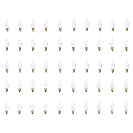 Bulbrite Incandescent CA8 Candelabra Screw Base E12 Light Bulb, 15W, Clear, 50PK 861244
