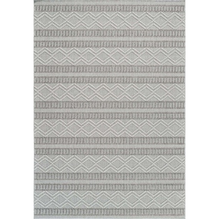 Homeroots 4' X 6' Beige And Gray Striped Distressed Indoor Outdoor Area Rug 559069
