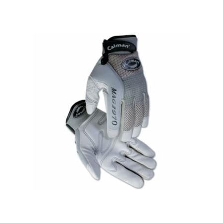 Caiman 2970 Deerskin Padded Palm Knuckle Protection Mechanics Gloves, Medium, Gray 607-2970-M