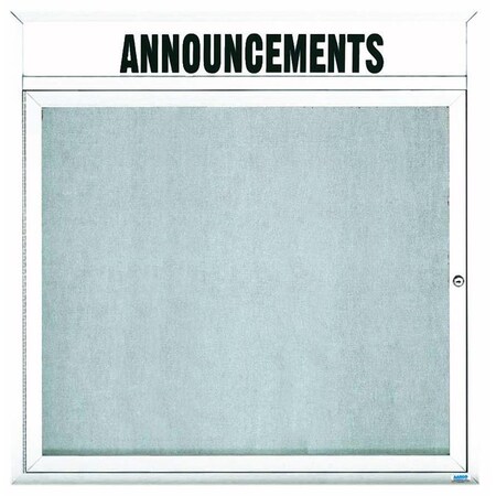 Aarco Illuminated Outdoor Enclosed Bulletin Board w/ Al Frame Header, Powder Coated White, 36''Hx36''W ODCC3636RHIW